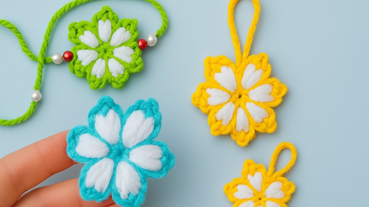 🧶✨ How to Crochet & Sell These 3-in-1 Flowers 🌸 | Rakhi, Decor & Gift Idea 🎀| Easy Tutorial🌸.