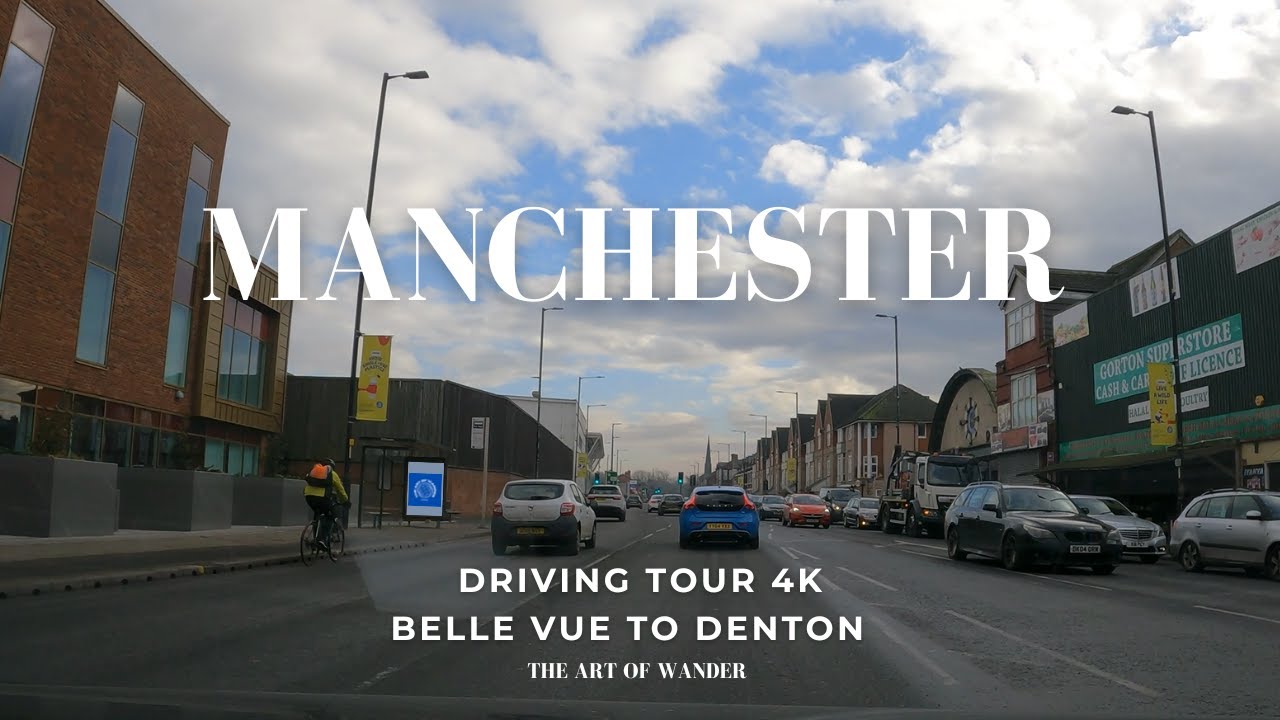 Winter Driving Tour Manchester, UK (4K) - Belle Vue to Denton (Greater Manchester)