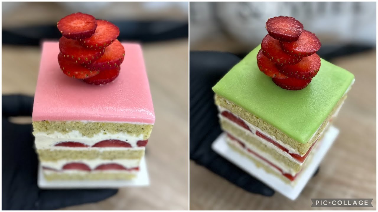 فريزيي بالفستق و عجينة اللوز 🍓| Fraisier revisité 