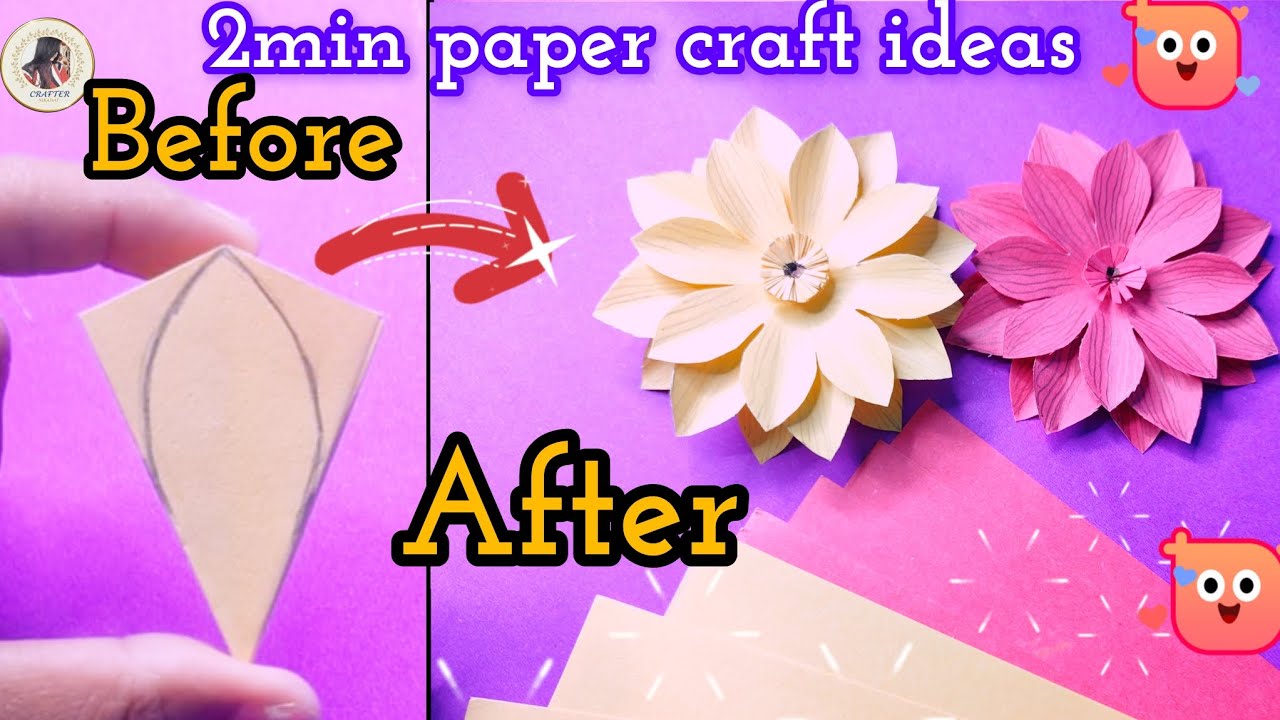 ​सिर्फ 2 मिनट में बनाएं सुंदर कागज के फूल|Easy 2 Min Paper Craft Ideas​Paper से बनाएं ये खूबसूरत फूल