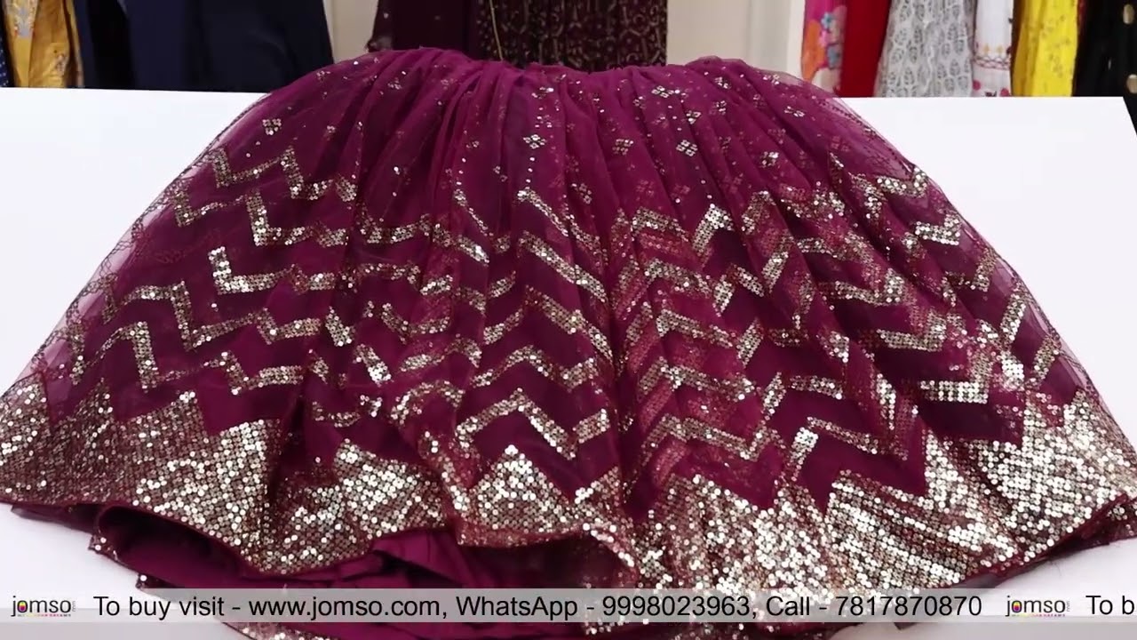 Wine Color Soft Net sequence work Lehenga choli