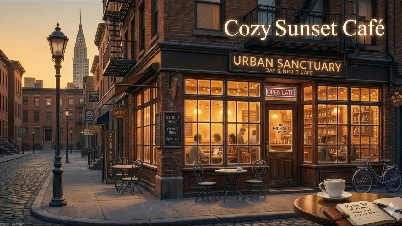Cozy Sunset in Manhattan 🌇 Snowy Cafe Jazz & Lofi Beats to Study/Relax to