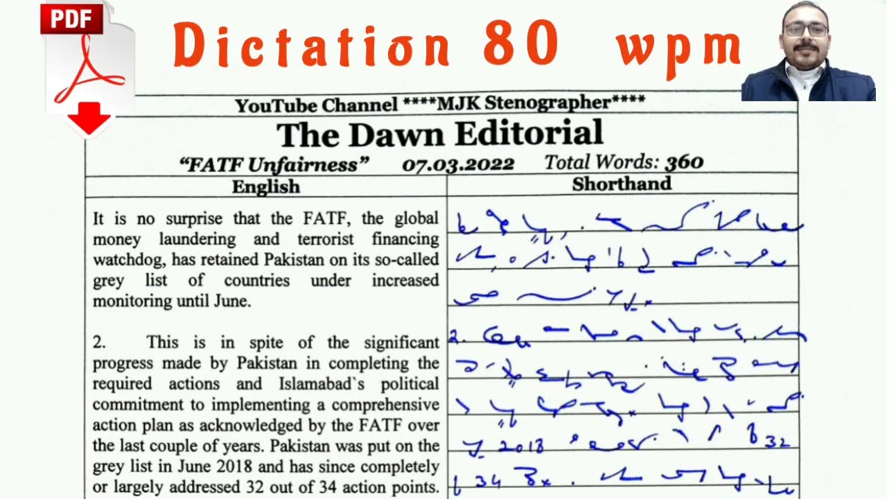 #331 | 80 WPM Shorthand Dictation in English - MJK Stenographer