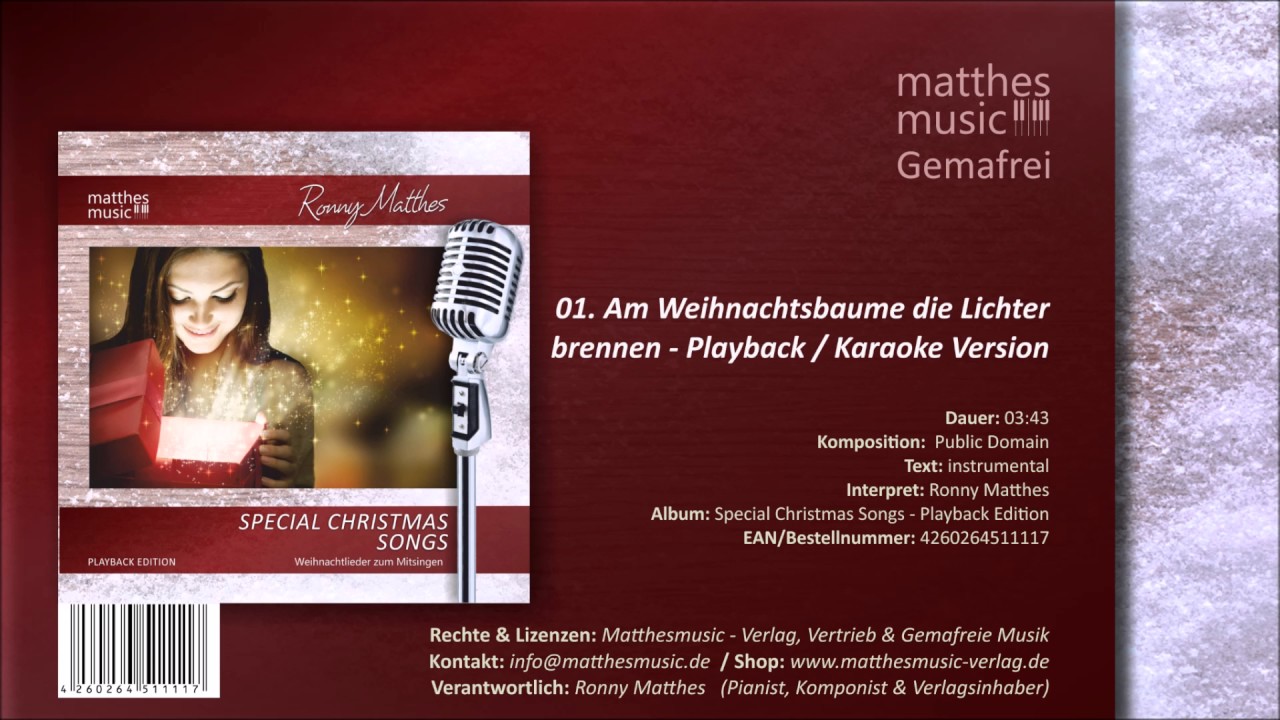 Am Weihnachtsbaume die Lichter... (Karaoke) (01/12) - CD: Special Christmas Songs , Playback Edition