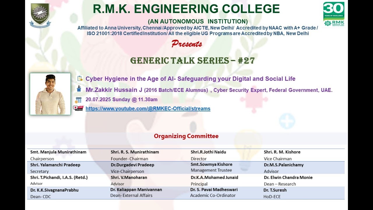 Generic Talk Series #27 -on Cyber Hygiene in the Age of AI-Safeguarding your Digital and Social Life
