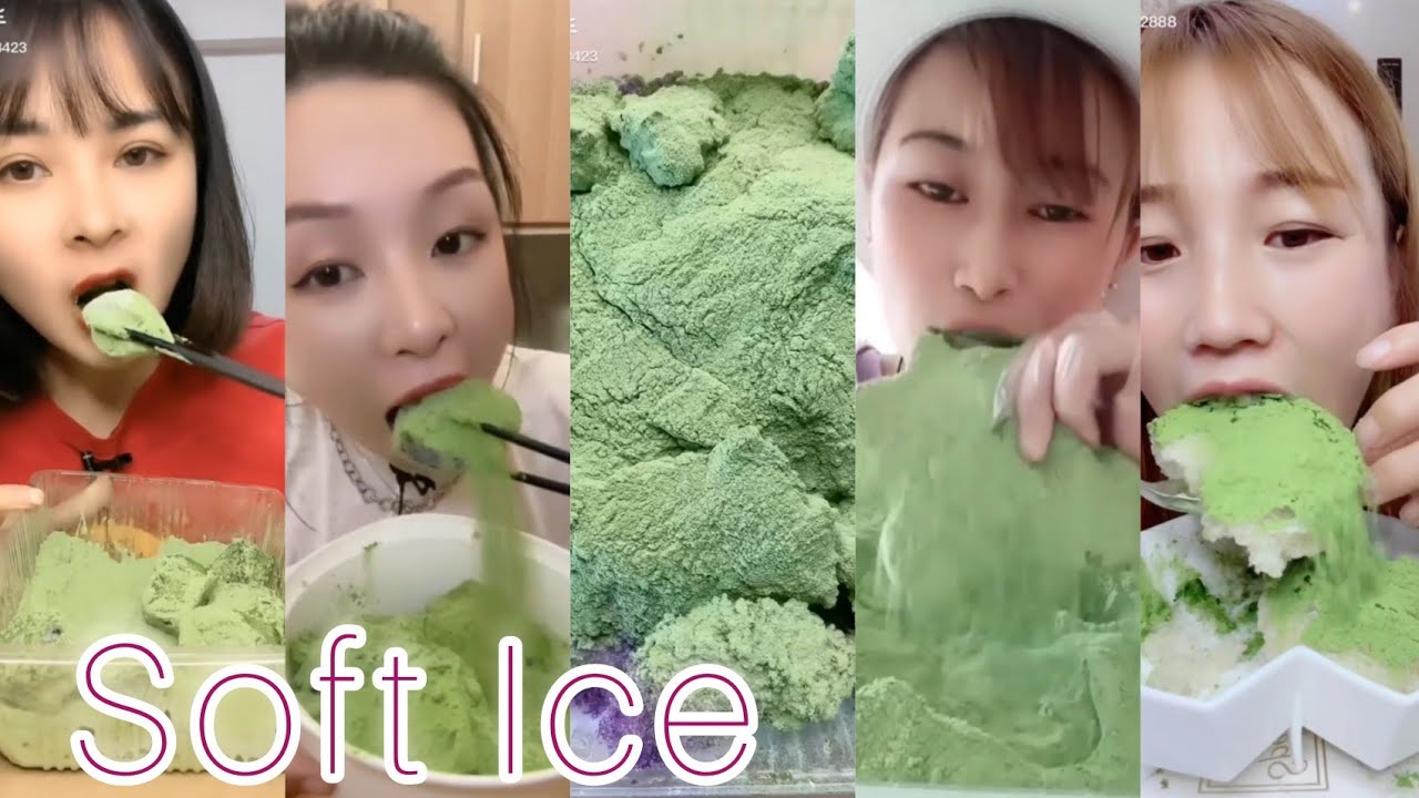 ASMR :Heavy Matcha Powder Ice|Soft Ice|Hard ice | Crushed ice| V-GOOD CRUNCHY ICE