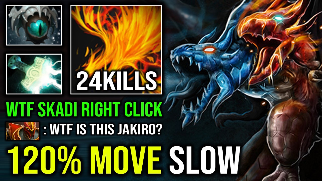 WTF 120% MOVE SLOW Longest Attack Range Eye of Skadi Right Click Jakiro Hard Carry Dota 2