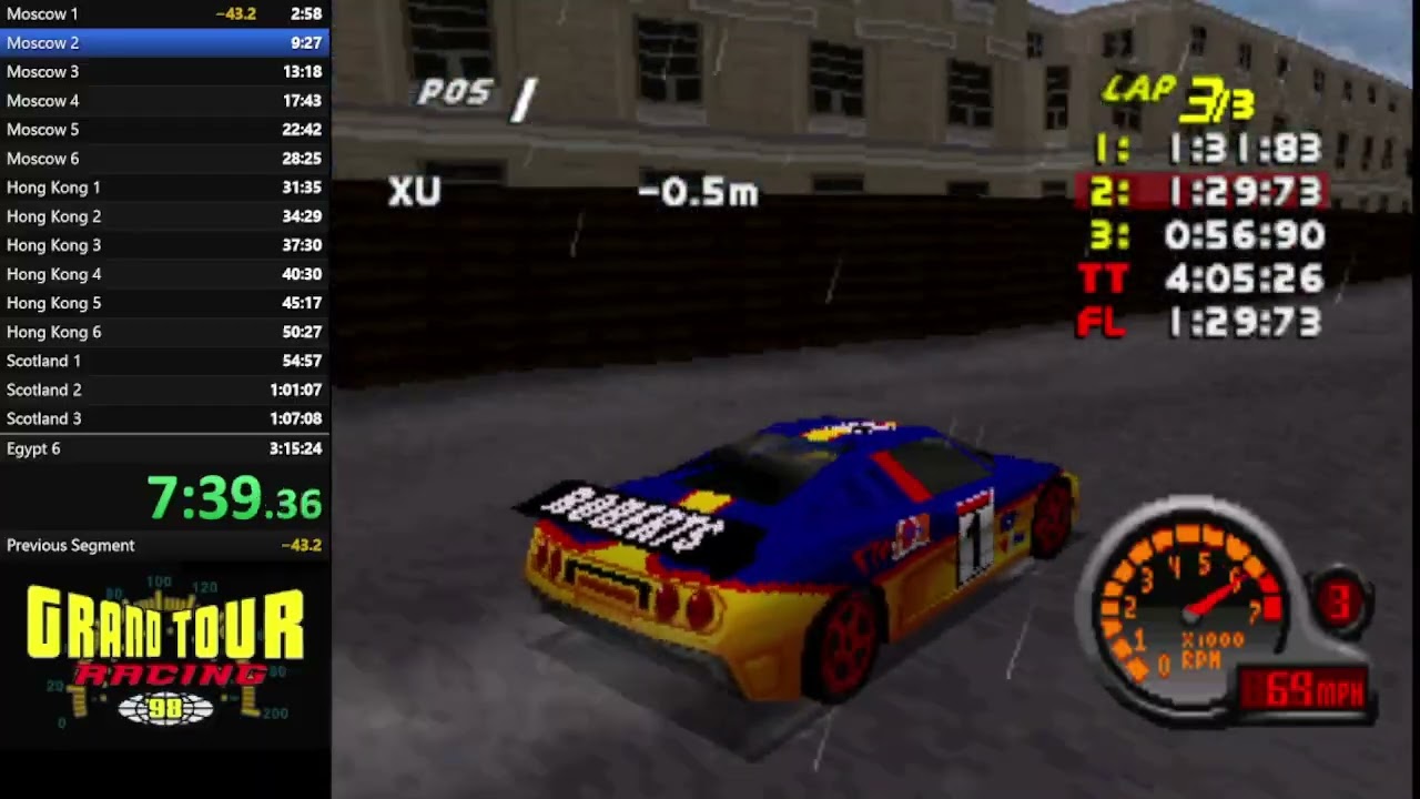 Grand Tour Racing 98 (PS1) any% Speedrun 2:52:52