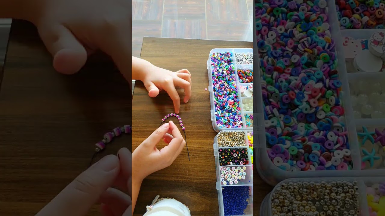 Pembe Fimo Bileklik Yapımı | Boncuk Tasarımı #diy #keşfet #bracelet #pink #purple