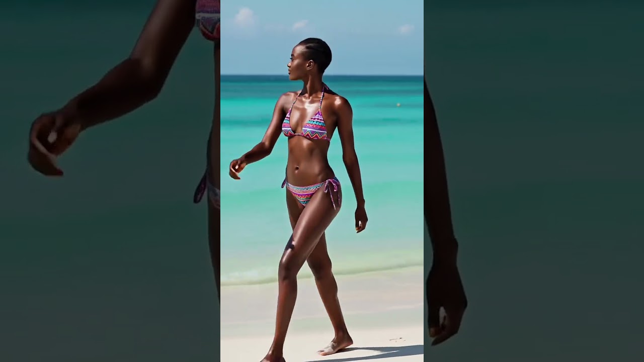 "Sun-Drenched Muscle & Confidence Striding Through Paradise"