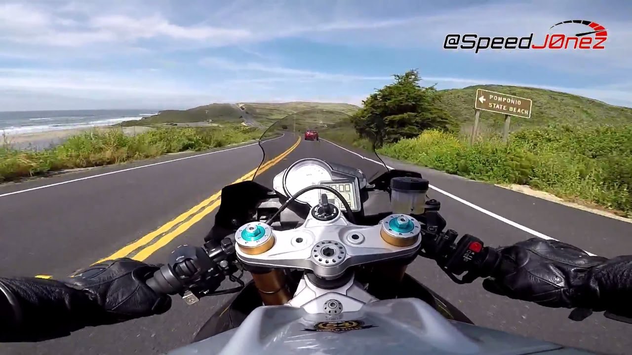 Ripping it up on Pacific Coast Highway - Aprilia Tuono Factory 1100 - Pure V4 Sound!