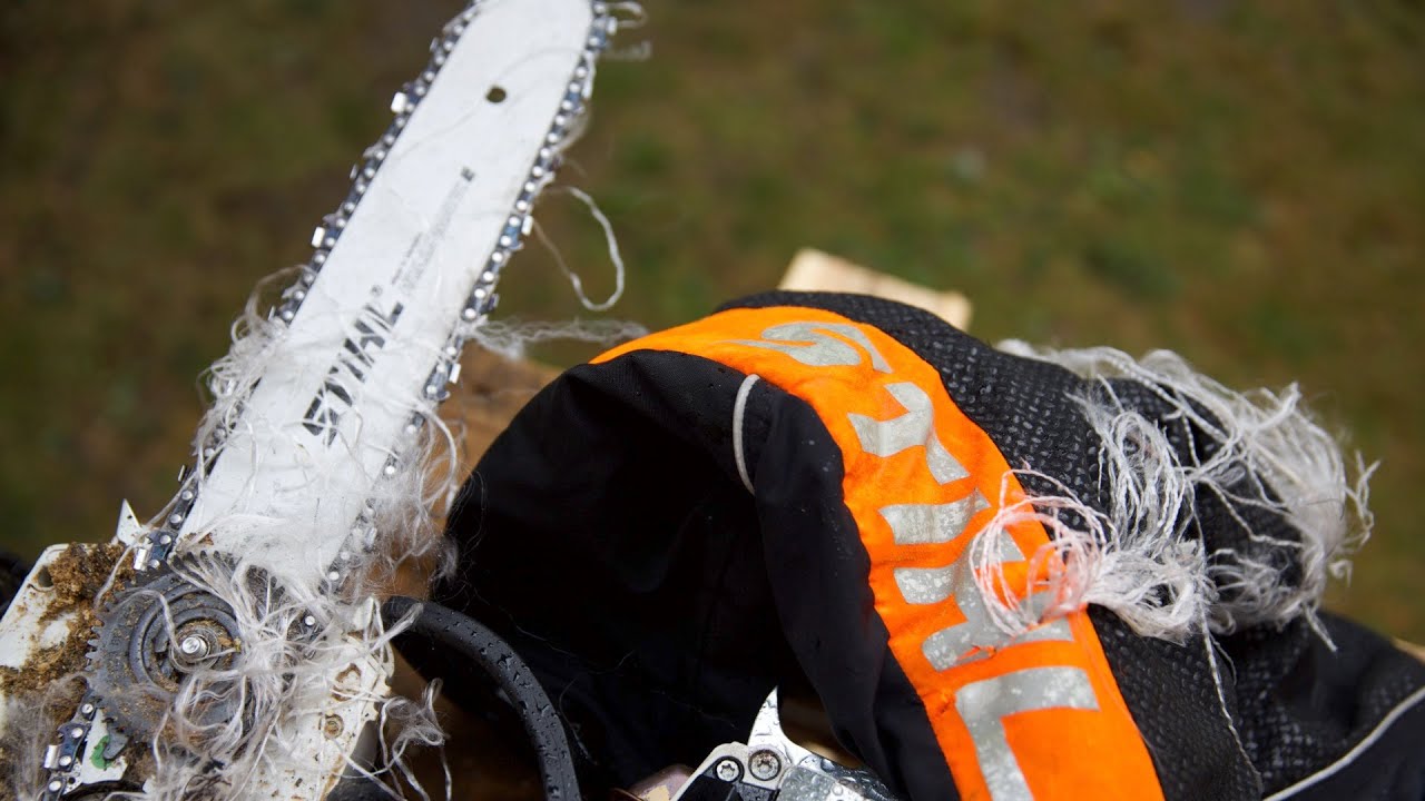 Cutting into STIHL X-TREEm chainsaw trousers and talking chainsaw safety