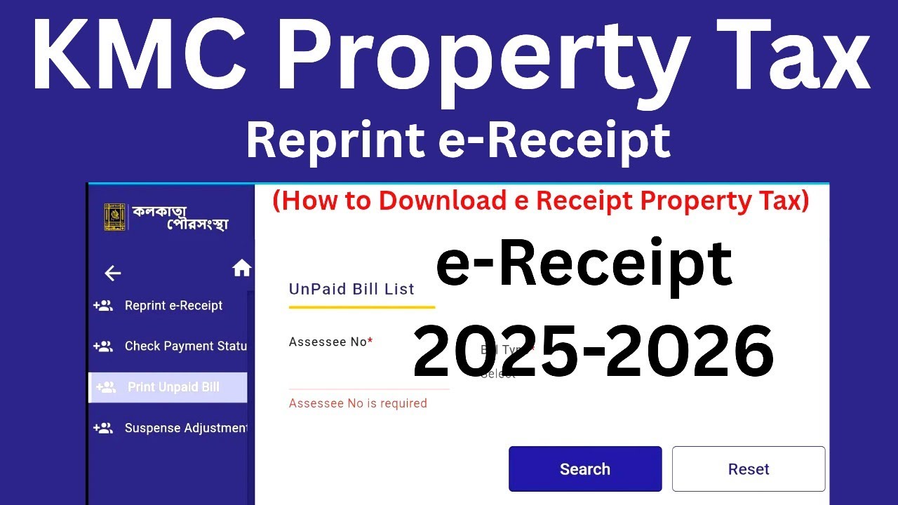 e Receipts Property Tax KMC I Reprint e Receipts property tax kmc I Online e receipts property tax