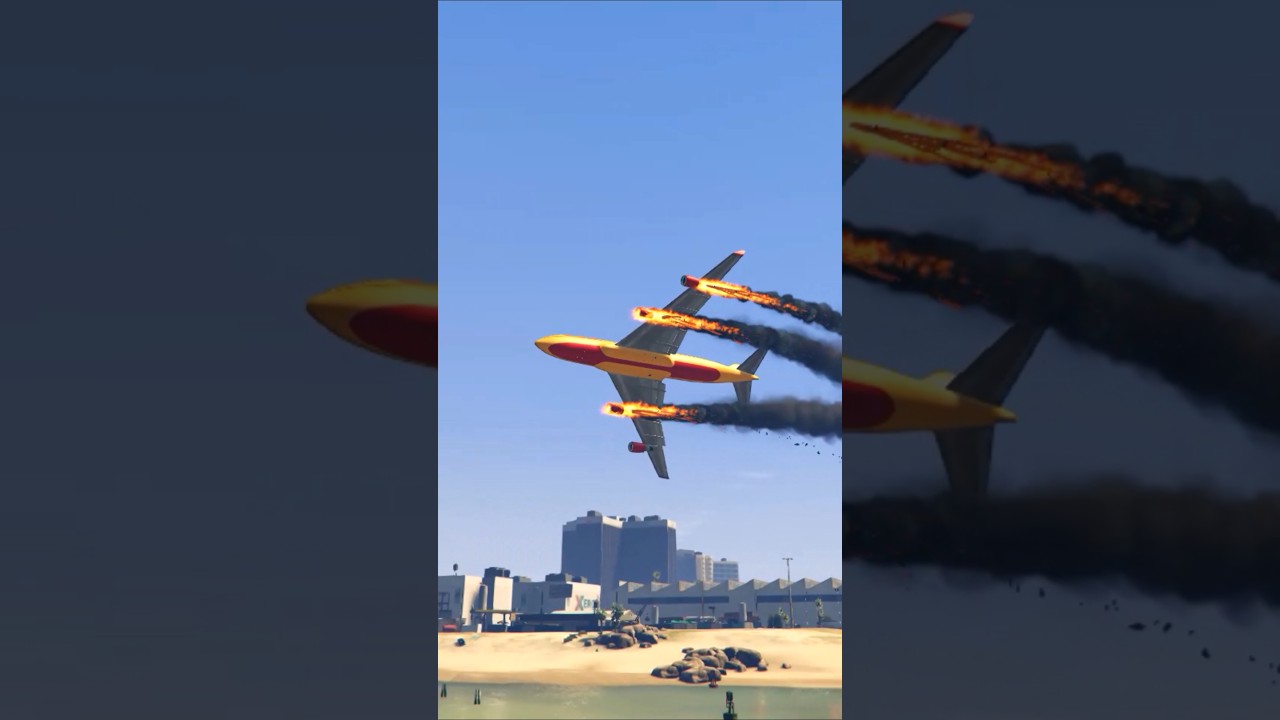 Airplane caught fire emergency situation #automobile #aviation #airplane #gta #landing #emergency