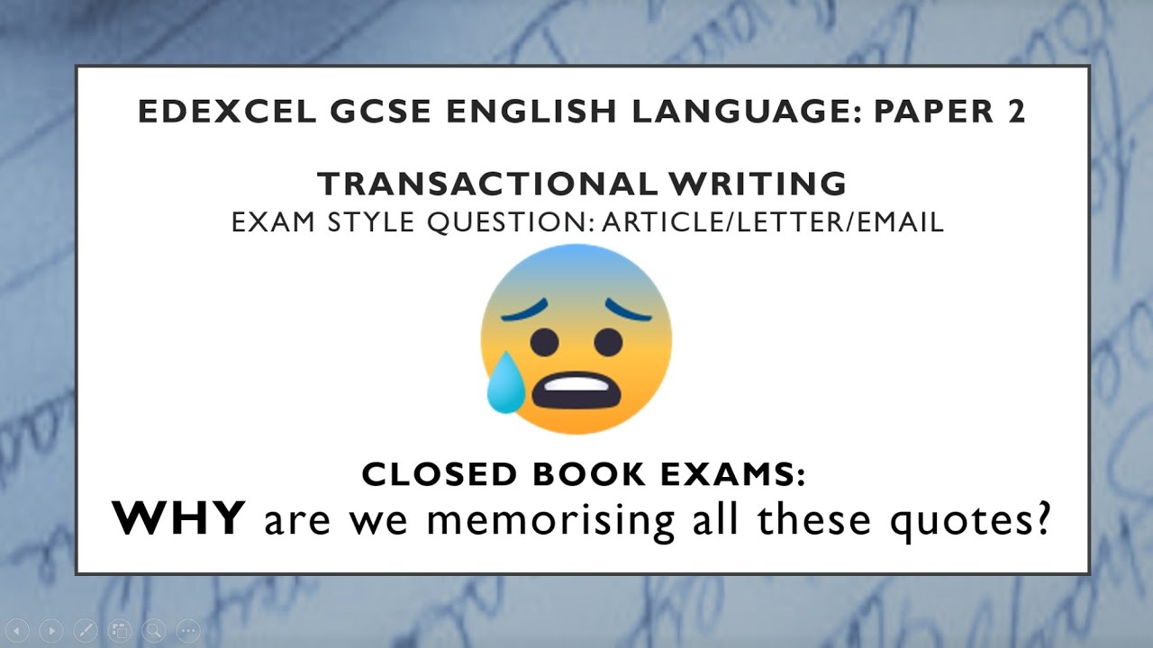 GCSE English Language Paper 2 Section B - Transactional Writing -  Edexcel Tips and Exam Question