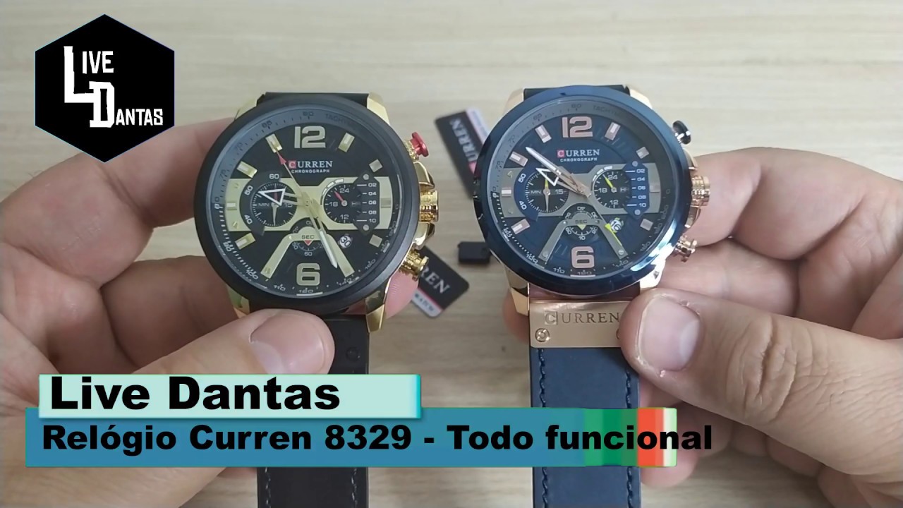 Relógio Masculino Curren 8329 Pulseira Couro   Todo Funcional