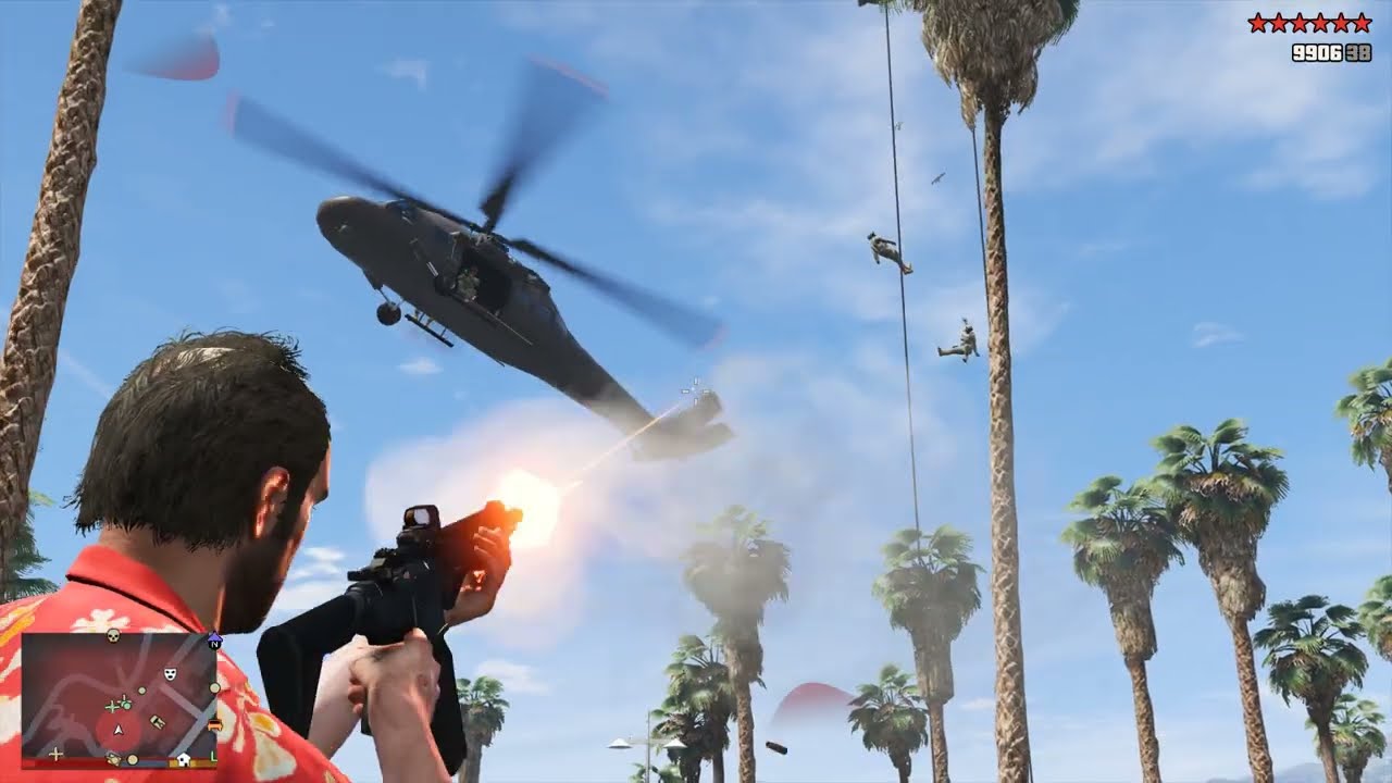GTA 5 - Boat Deal Shootout (Trevor vs Marabunta Grande) + Ten Star Escape