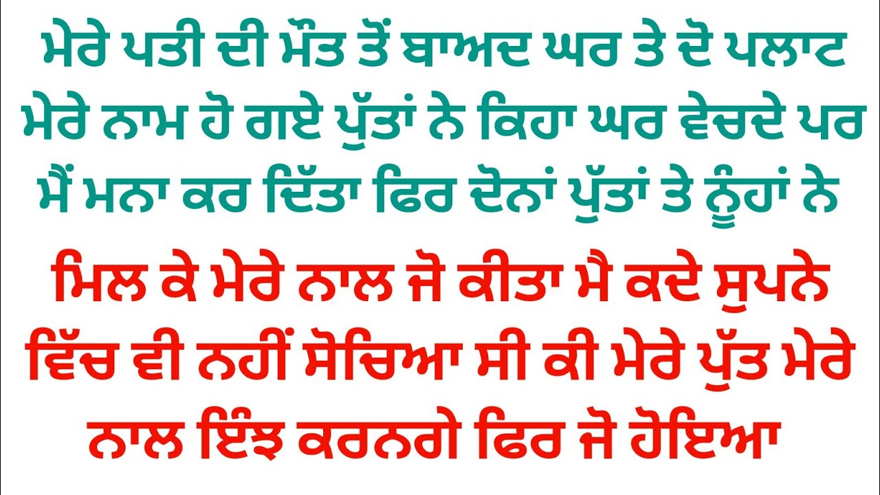ਦੋਨੇਂ ਪੁੱਤ ਤੇ ਨੂੰਹਾਂ ਮੈਨੂੰ ਮਾਰਨ ਦੀ ਕੋਸ਼ਿਸ਼ ਕਰ ਰਹੇ ਸੀ ਕਿਉਂਕਿ ਜਿਉਂਦੀ ਜੀ ਪ੍ਰੋਪਰਟੀ ਉਨ੍ਹਾਂ ਦੇ ਨਾਮ ਨਹੀਂ ਹੋ 