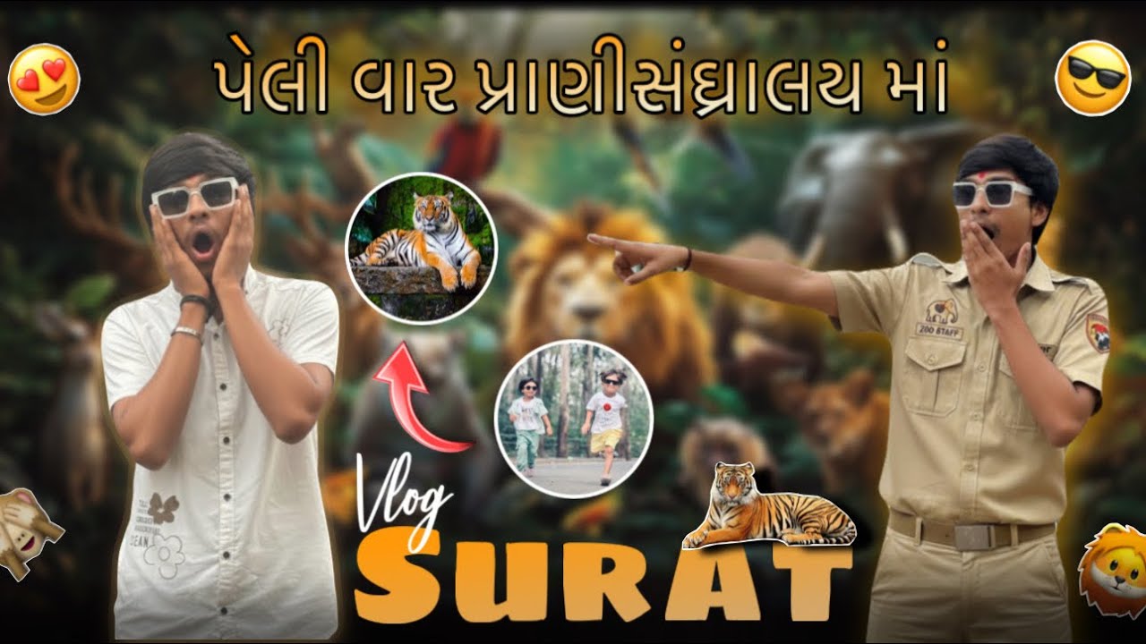 સૂરત નુ પ્રાણીસંગ્રાલય 🦧🐅પેલી વાર #zoo #zoopark #line #tiger #trending #popular #vlog #surat #funny 