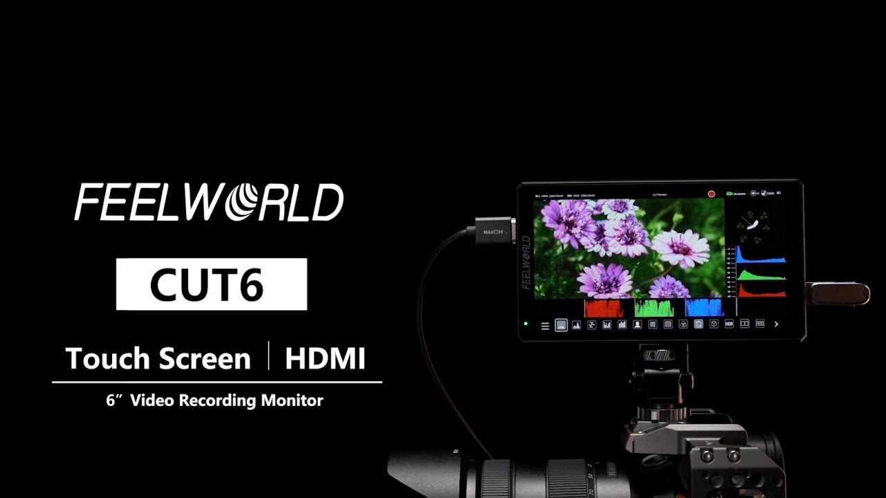 FEELWORLD CUT6 6 Inch Touch Screen Recorder Monitor 4K HDMI for Videographers & Creators
