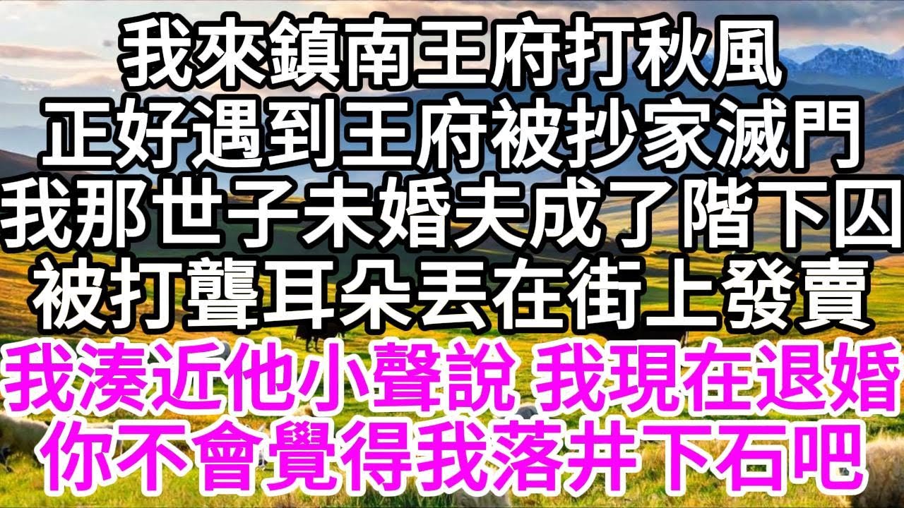 我來鎮南王府打秋風，正好遇到王府被抄家滅門，我那世子未婚夫成了階下囚，被打聾耳朵丟在街上發賣，我湊近他小聲說，我現在退婚，你不會覺得我落井下石吧 【美好人生】