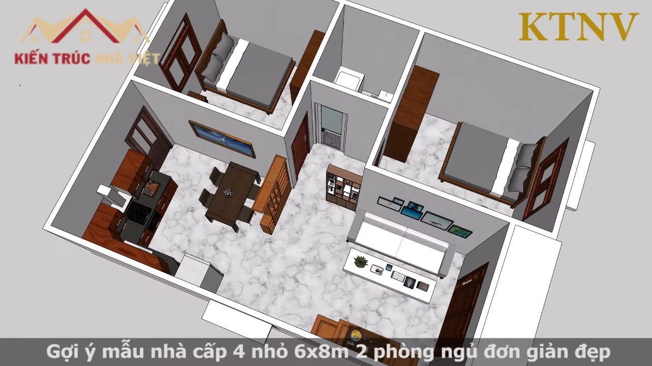 GỢI Ý NHÀ CẤP 4 NHỎ GỌN 6x8M 2 PHÒNG NGỦ ĐẸP | KIẾN TRÚC NHÀ VIỆT