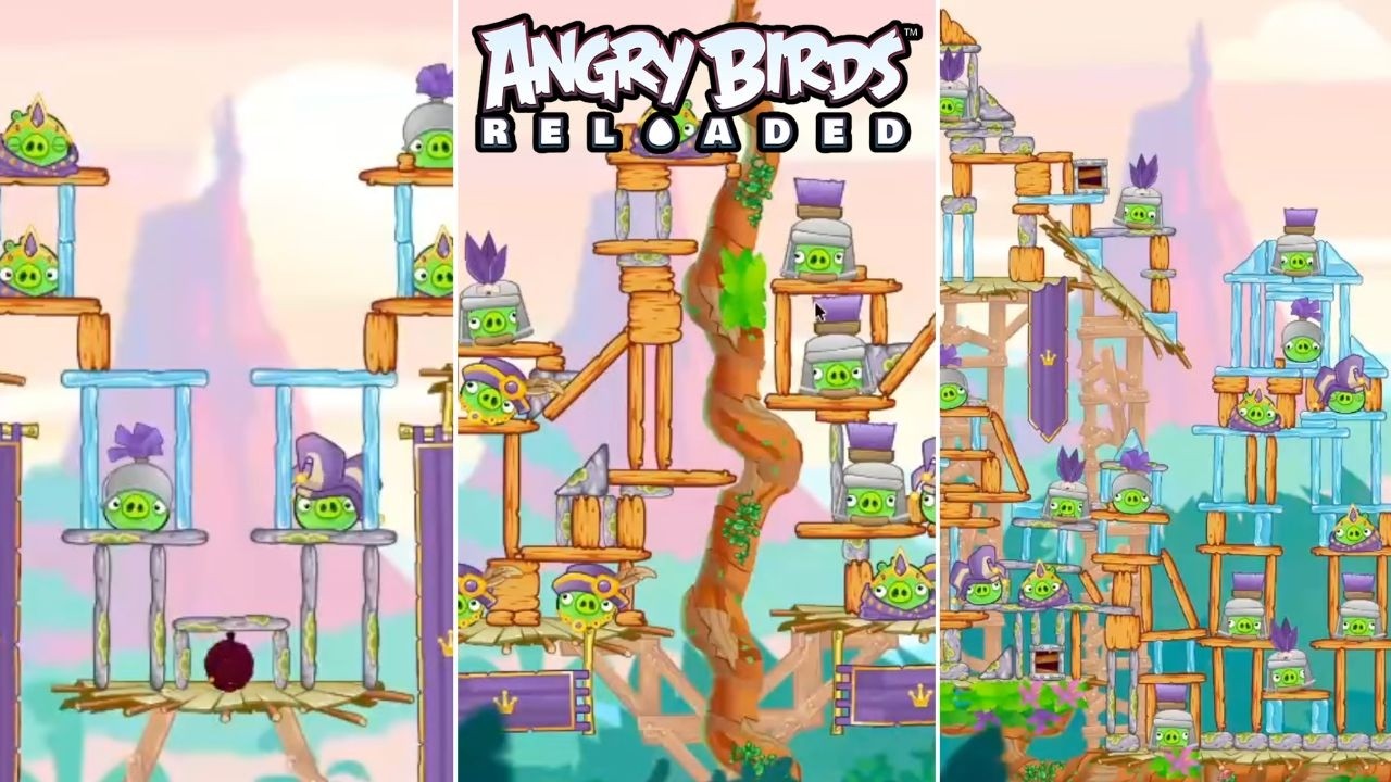Angry Birds Reloaded Golden Island Wall of Pigs Branch Out Part 1