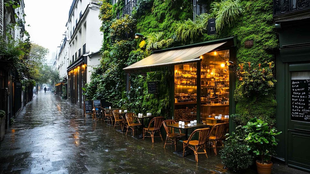 Rainy Street Café Jazz in Paris 🌧️ Soft Piano & Coffee Shop Ambience for Study, Deep Focus