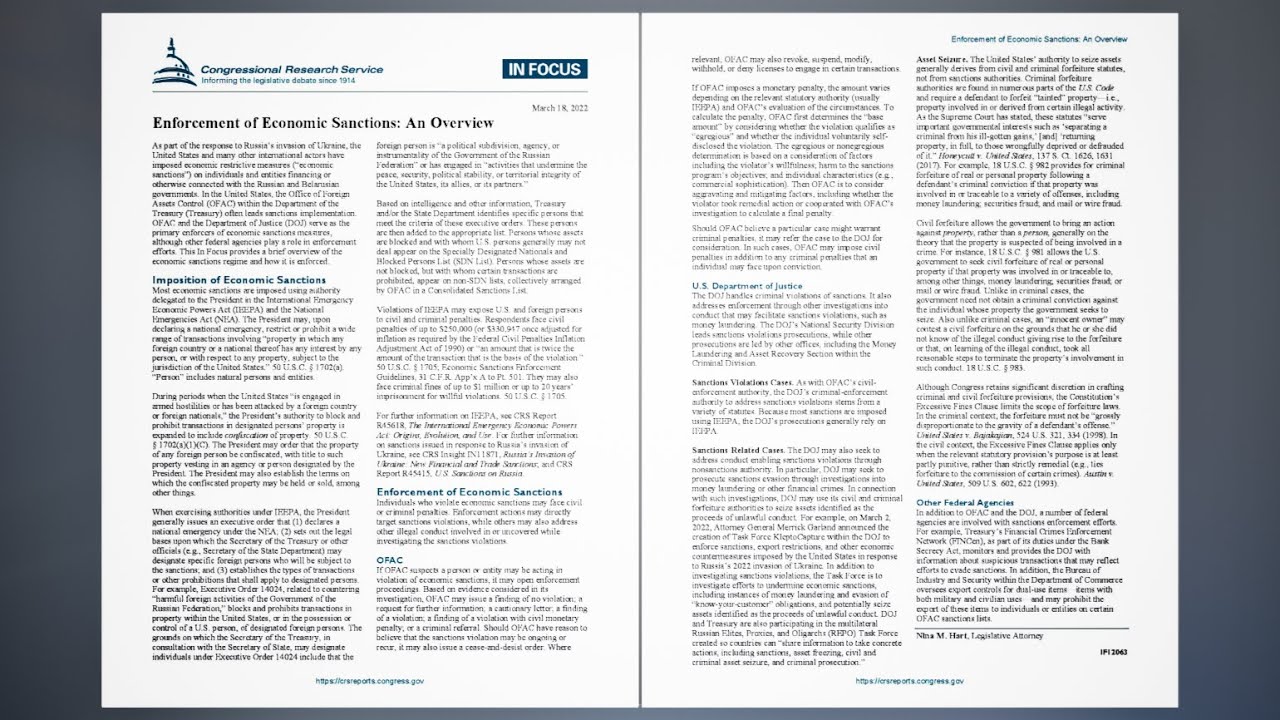Enforcement of Economic Sanctions: An Overview