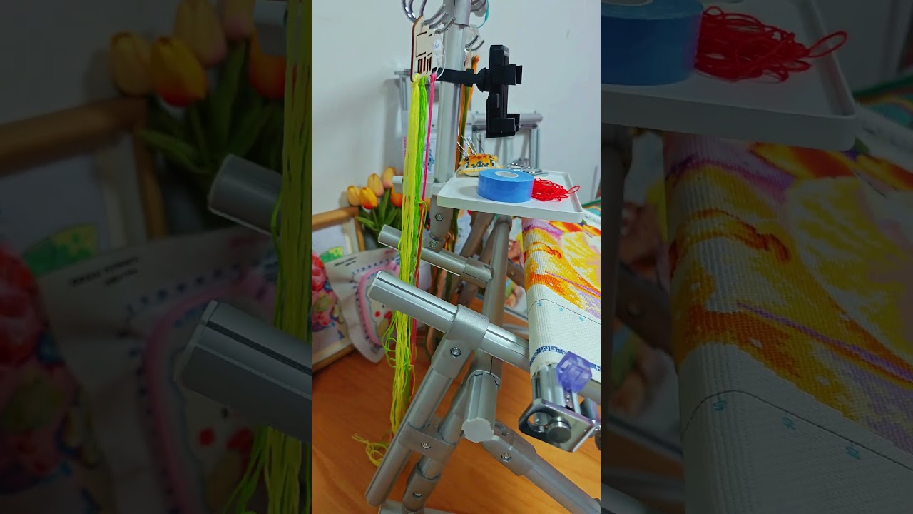Ultimate Cross Stitch Stand with Hoop & Thread Organizer – Perfect for Easy Stitching!  