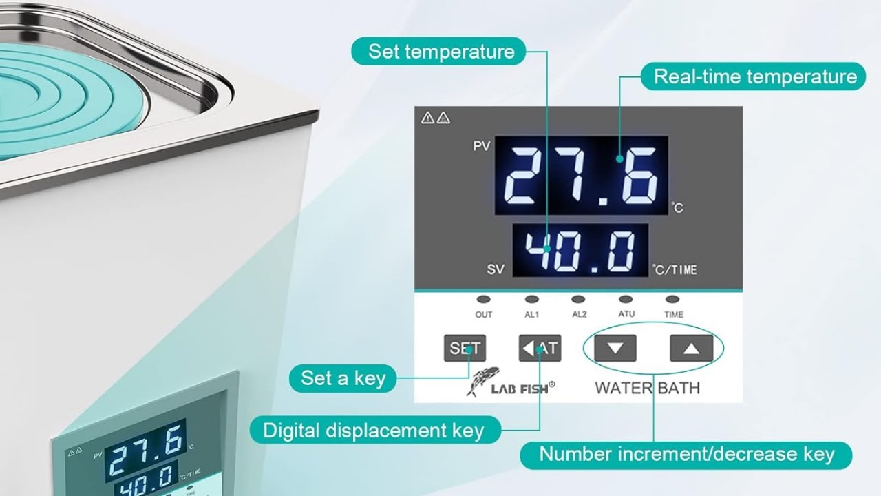 LABFISH Lab Digital Water Bath 12L Capacity Thermostatic Heater Laboratory Heater Stainless Steel