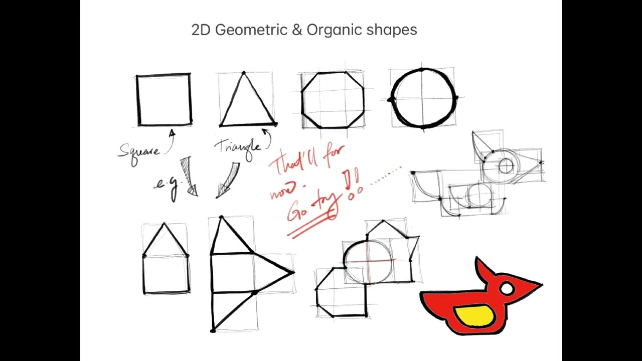 Types of 3D Drawing 1/3: Basic 2D Geometric and Organic Shapes