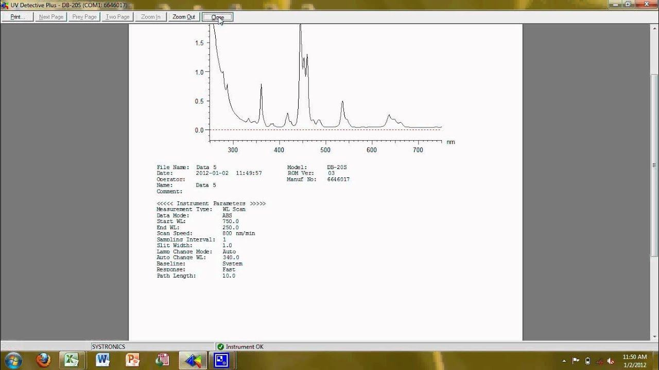 Holmium oxide spectrum