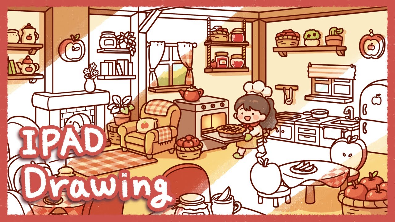 🍎 아이패드 그림 | 동화 같은 사과부엌 | Draw a fairytale apple kitchen 🎨