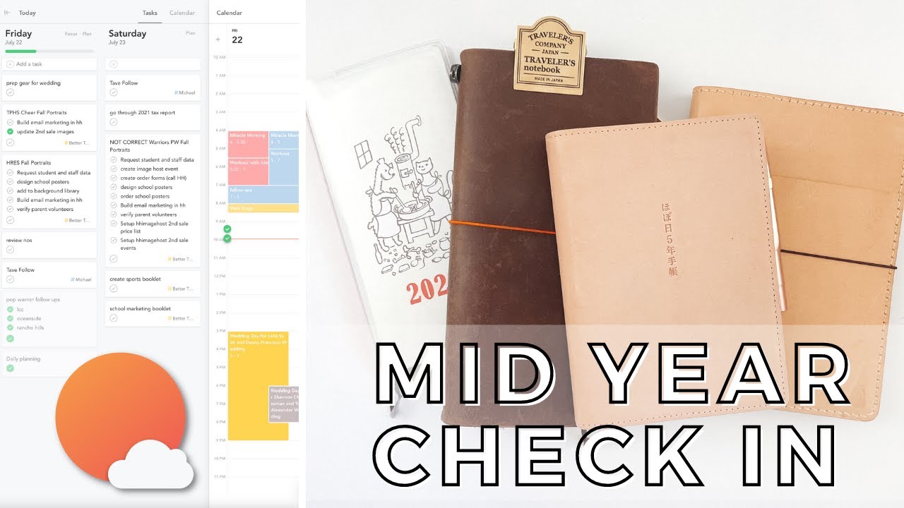 2022 MID YEAR PLANNER CHECK IN:  sunsama, hobonichi, wonderland222, traveler's notebook
