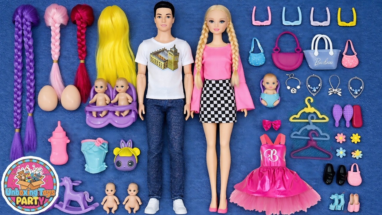 10 Minutes Satisfying with Unboxing Barbie Family Playset, Doll Dressup Set Toys ASMR | Review Toys