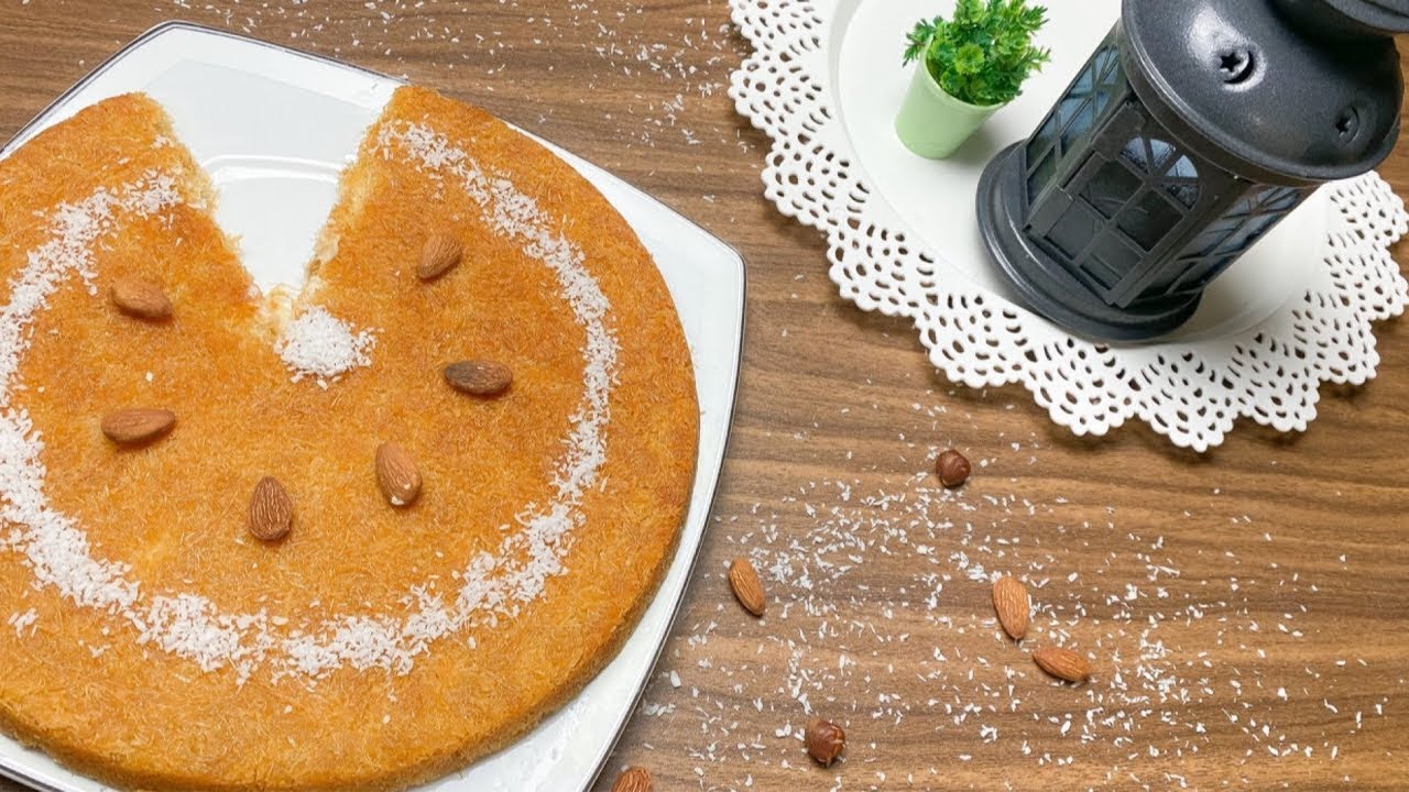 الكنافة بالقشطة😋سر لونها العظمه بطريقه محلات الحلواني 🥮