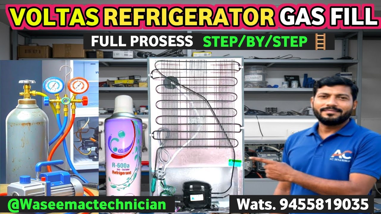 How To fill Gas in Voltas Refrigerator?|वोल्टास रेफ्रिजरेटर में गैस कैसे भरें|Step by step 🪜