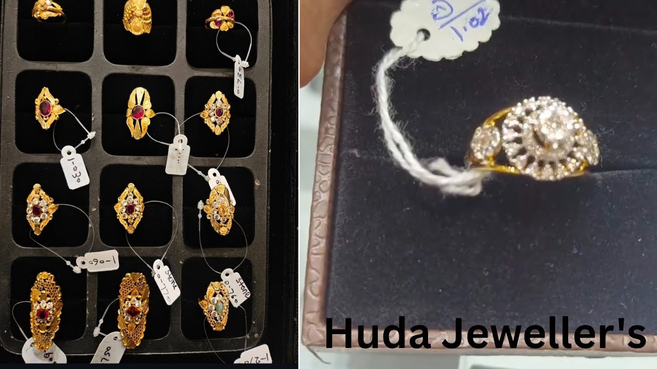 Gold ring Diomand ring @hudajewellers01 goldring 1gram se 3gram tak music from pixabay #gold #ring 