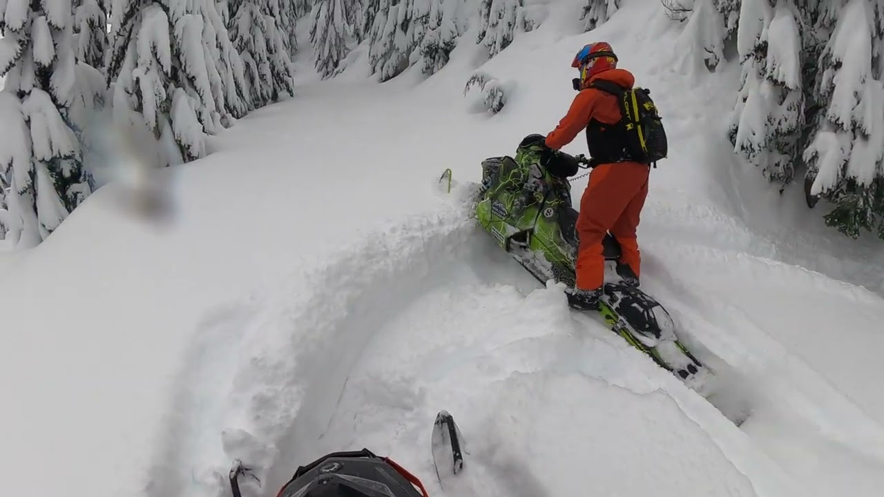 Skidoo 850 Turbo Riding behind the cabin