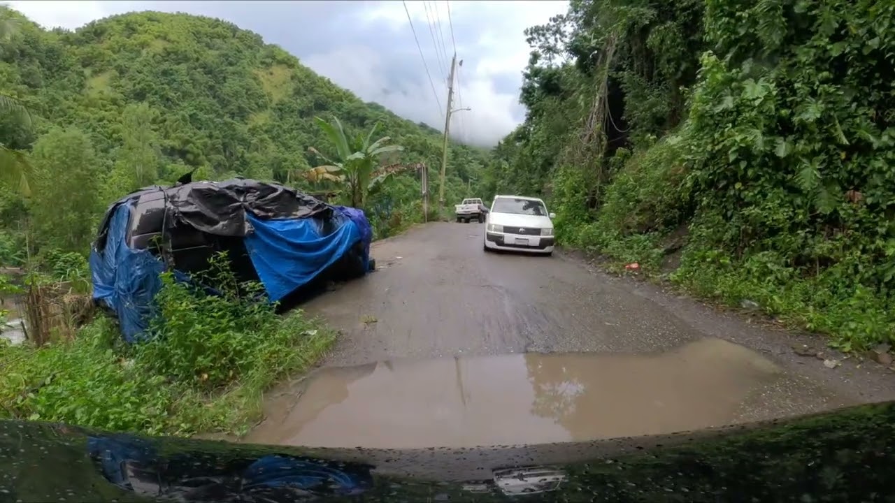 driving wet road | up the country in to buff Bay
