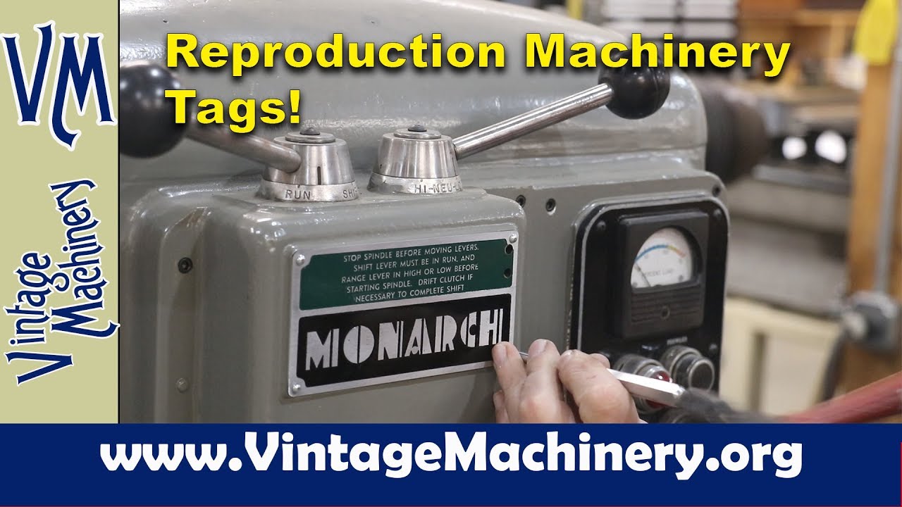Reproduction Machinery Tags by Von Industrial