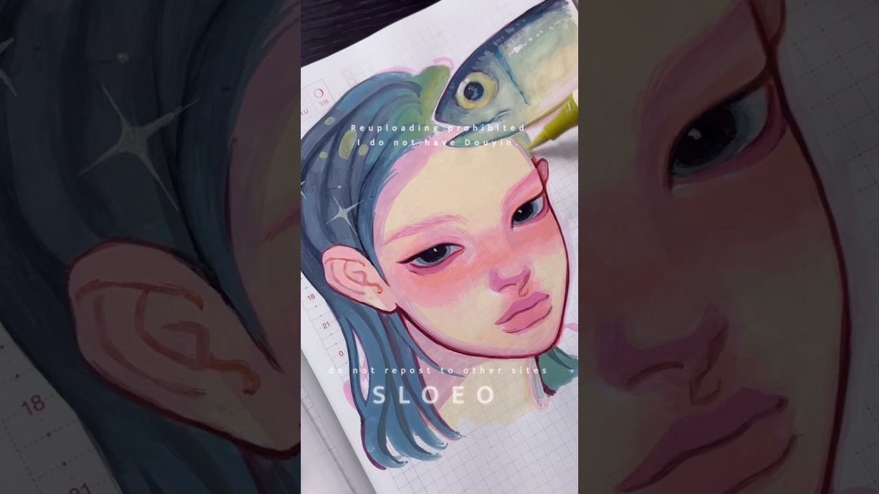 acrylic markers and acrylic gouache on hobonichi