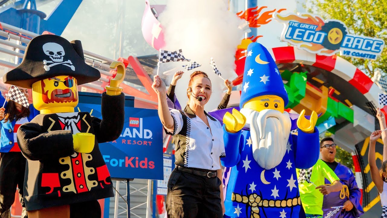 Grand Opening of The Great LEGO Race VR Roller Coaster at LEGOLAND Florida Resort w/ LEGO Characters