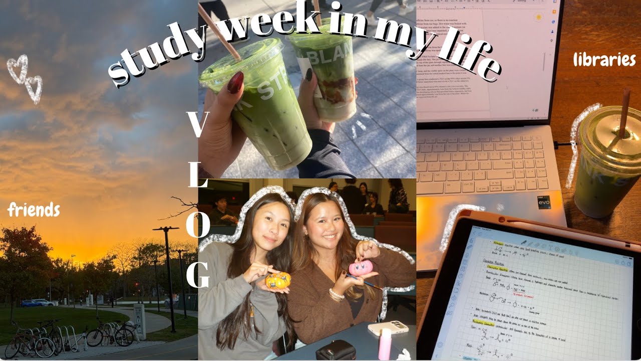 mini study vlog | library hopping, matcha, & friends