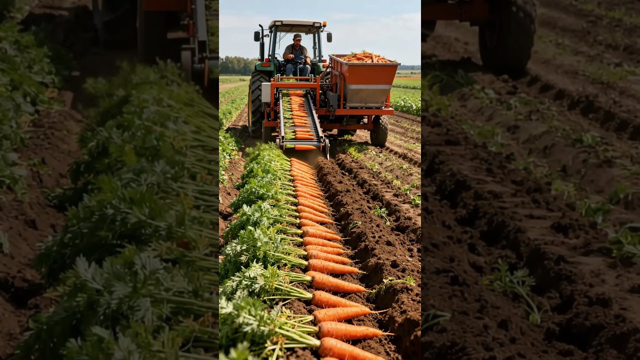 Tractor harvesting carrots#shorts #farmer #fruit #nature #agriculture  #farming #farming101