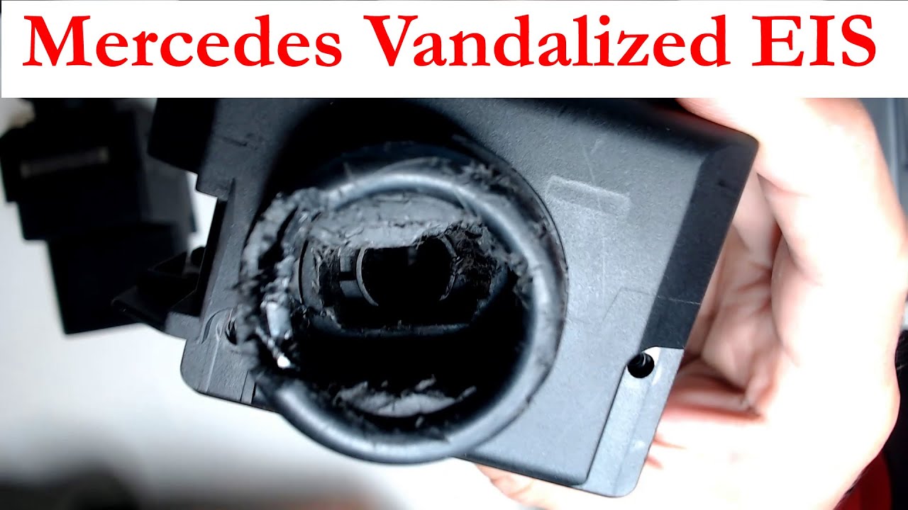 Mercedes Benz vandals destroyed this EIS Electronic Ignition Switch while trying to steal the car.
