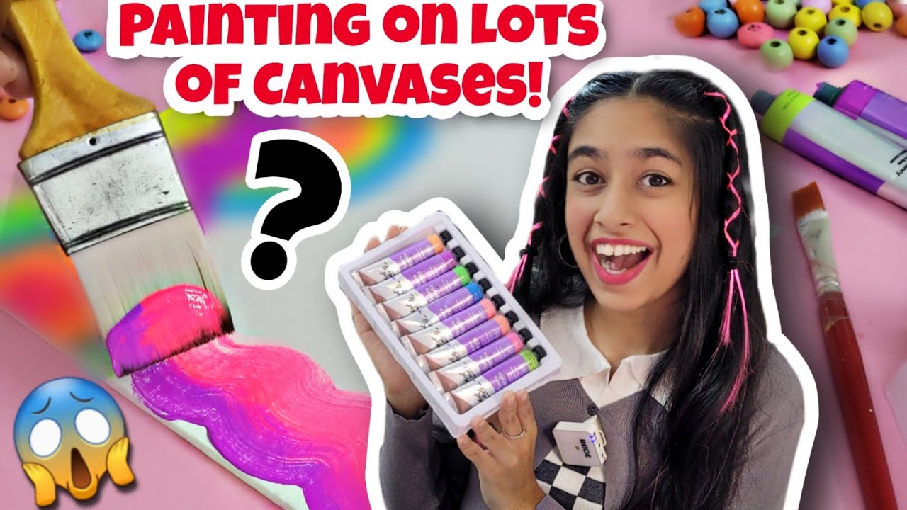 Painting on Lots of CANVASES!!!🎨😍💕 *EASIEST PAINTING*😱 | Riya's Amazing World