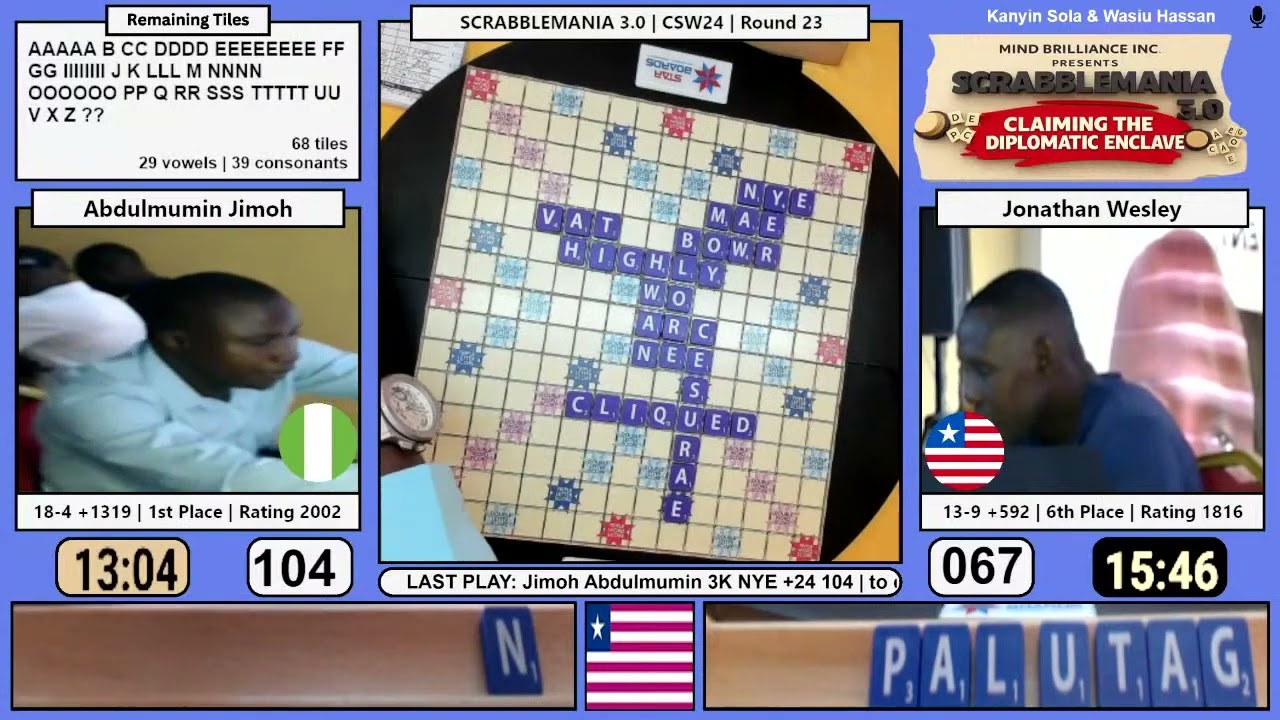 Abdulmumin Jimoh vs Jonathan Wesley | ScrabbleMania 3.0 | Round 23