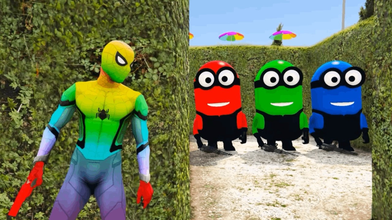 GTA 5 Epic Ragdolls RED SPIDERMAN VS RED MINION VS GREEN MINIONEuphoria Physics & Funny Fails #live